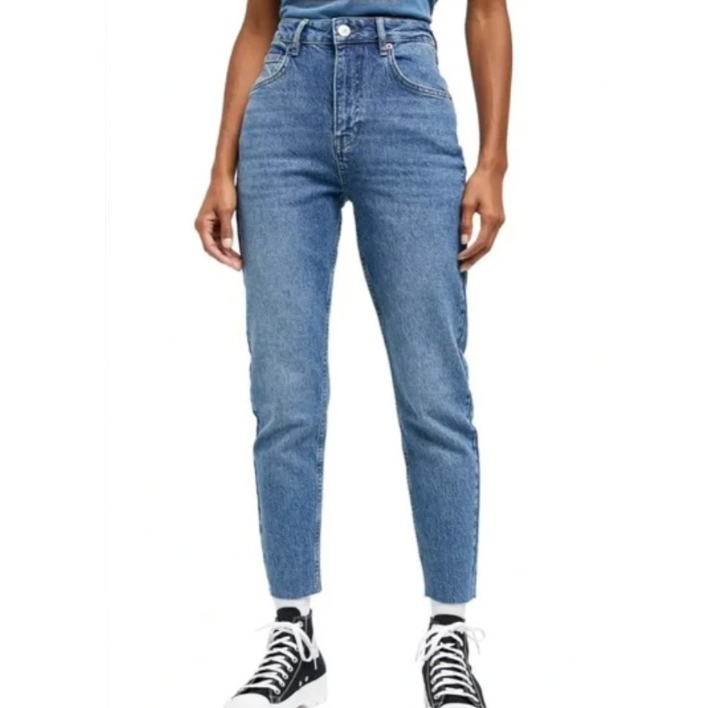 BDG Urban Outfitters Edie High Rise Straight Jeans Medium Wash Raw Hem Blue 32 - Picture 7 of 7